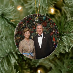 Décoration En Céramique Président George Bush, Laura Christmas Maison Blan