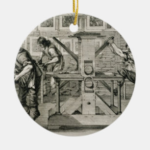 Décoration En Céramique Presse typographique française, 1642 (gravure)