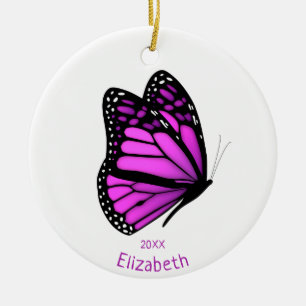 Décoration En Céramique pretty pink purple flitting butterfly personalized