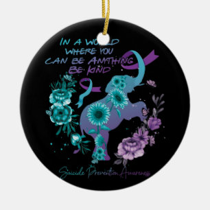 Décoration En Céramique Prévention du suicide Tournesol Eléphant Turquoi