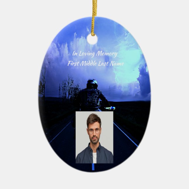 Décoration En Céramique Prière photo Memorial Motorcycle Biker (Devant)