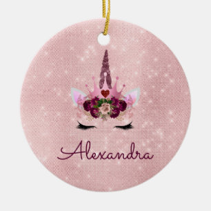 Décoration En Céramique Princesse Unicorn Rose Gold - rose pâle