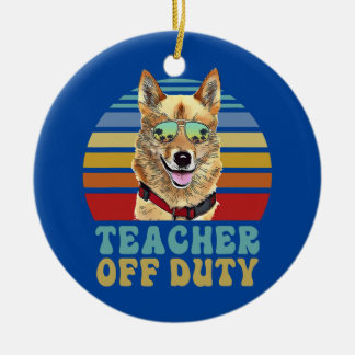Décoration En Céramique Prof hors service drôle chien Buhund norvégien