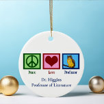 Décoration En Céramique Professeur Custom-Chercheurs monograme<br><div class="desc">A peace sign,  heart,  and a wise owl symbollizlizlizlizlizlizlizlizlizlizing a teacher. A great monogrammed holiday gift for a college. Le professeur Christmas ornament.</div>