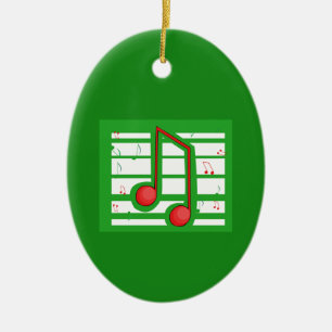 Décoration En Céramique Professeur de musique Noël, notes sur vert