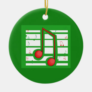 Décoration En Céramique Professeur de musique Noël, notes sur vert