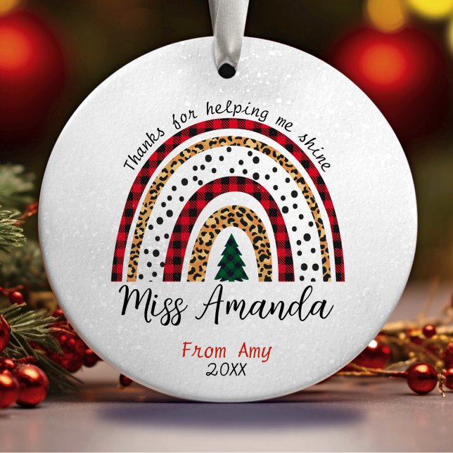 Décoration En Céramique Professeur merci Noël arc en ciel (Créateur téléchargé)