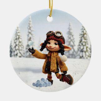 Décoration En Céramique Profiter d'une journée de neige