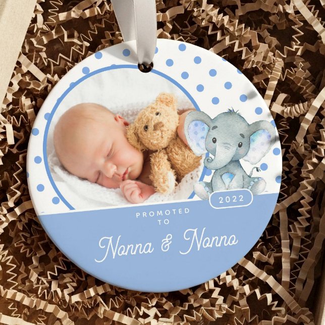 Décoration En Céramique Promu à Nonna Nonno Baby Boy Photo (Créateur téléchargé)