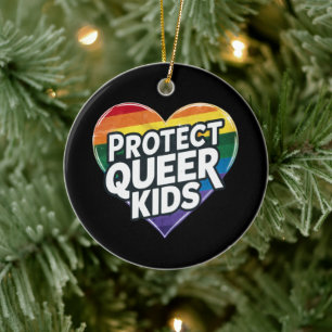 Décoration En Céramique Protéger les enfants queer Cœur arc-en-ciel Fie