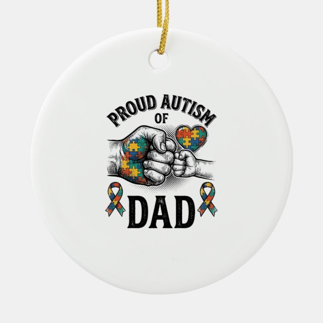 Décoration En Céramique Proud Autism Dad Vintage Engraving Awareness Shirt (Devant)