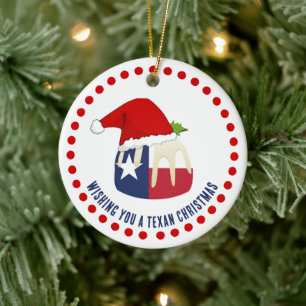 Décoration En Céramique Pudding TEXAN CHRISTMAS personnalisé