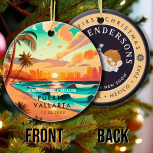 Décoration En Céramique Puerto Vallarta Mexique Palm Tree Vintage voyage