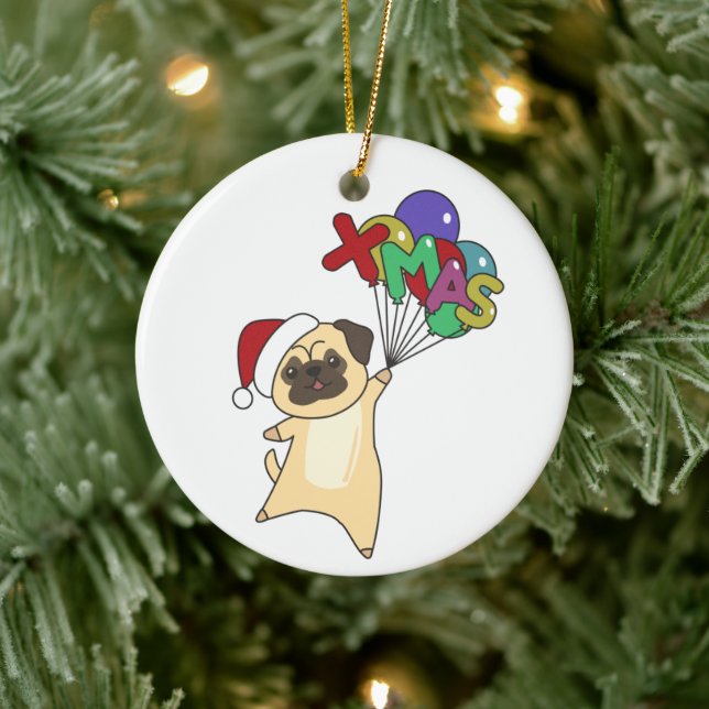 Décoration En Céramique Pug Christmas Snow Winter Animals Dogs Adult Cloth (Arbre)