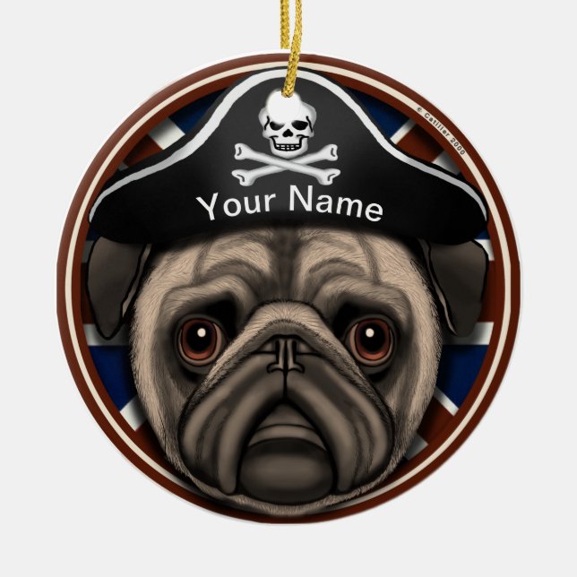 Décoration En Céramique Pug Pirate (Devant)