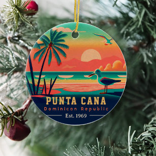 Décoration En Céramique Punta Cana DR Retro Sunset Souvenirs 1960