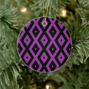 Décoration En Céramique Purple and black diamond pattern