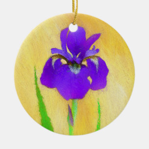 Décoration En Céramique Purple Bearded Iris Painting - Cute Original Dog A