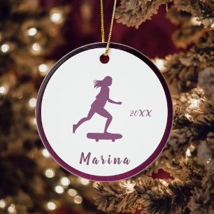 Décoration En Céramique Purple Girl Skater Kids Nom mignon & Joli