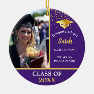 Décoration En Céramique Purple Gold Graduation Custom Classe Photo De 2025