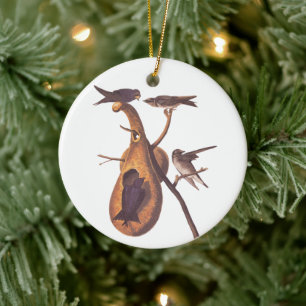 Décoration En Céramique Purple Martin Audubon Bird Famille et Gourd Accuei