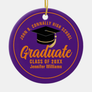 Décoration En Céramique Purple Orange Graduate Custom 2024 Graduation