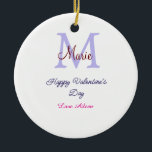 Décoration En Céramique Purple pastel happy Valentine's day pink monogram<br><div class="desc">beautiful design</div>