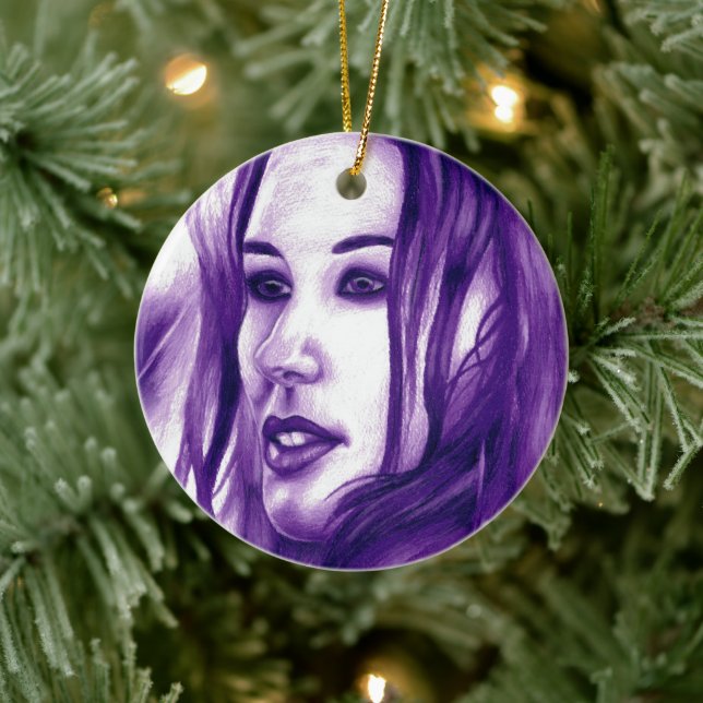 Décoration En Céramique Purple People Woman Portrait Art original (Arbre)