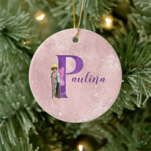 Décoration En Céramique Purple Shimmer Illustré Lettre P Ajouter Nom