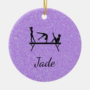 Décoration En Céramique Purple Sparkle Gymnastics Ornament