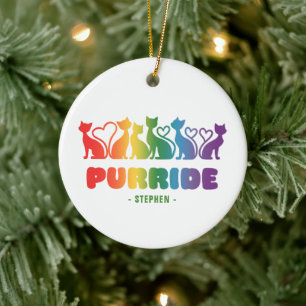 Décoration En Céramique Purride - Rainbow Cat Silhouette LGBTQ+ Pride Pun
