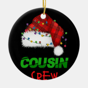 Décoration En Céramique Pyjamas de Noël de la famille de l'équipage Cous