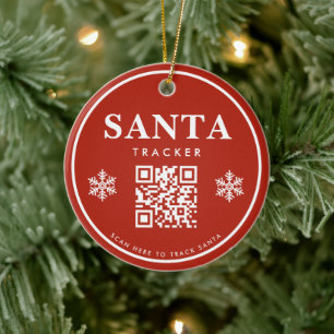 Décoration En Céramique QR Code Père Noël Tracker Kids Modern Red Christma