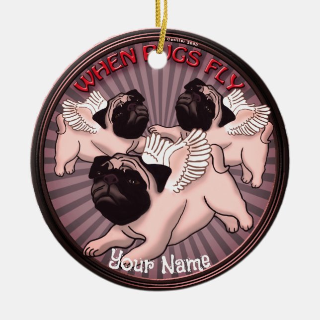 Décoration En Céramique Quand les Carlins volent (Devant)