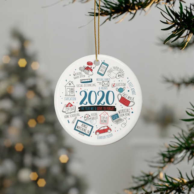 Décoration En Céramique Quarantine Christmas Funny 2020 (2020 Pandemic Commemoration Circle Ceramic Ornament)