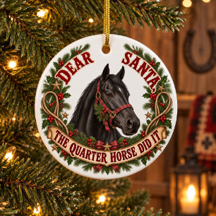Décoration En Céramique Quarter Horse a fait cela Cheval noir Noël Dessin
