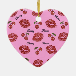Décoration En Céramique RAB Rockabilly Cherry Kisses on Pink