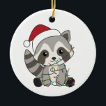 Décoration En Céramique Raccoon Christmas Snow Winter Raccoons Adult Cloth<br><div class="desc">Le racon à la douceur avec des lumières de fées. Animaux amusants avec des cadeaux et de la neige aux vacances. Aussi drôle pour Noël en juillet. Les ratons laveurs sont des animaux sucrés et parfaits pour Noël.</div>
