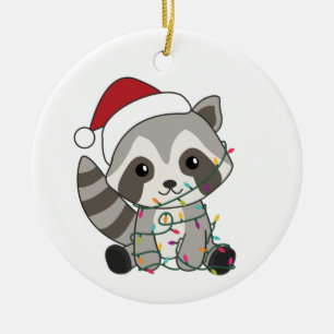 Décoration En Céramique Raccoon Christmas Snow Winter Raccoons Adult Cloth