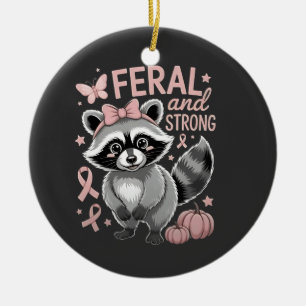 Décoration En Céramique Raccoon de sensibilisation au cancer du sein féral