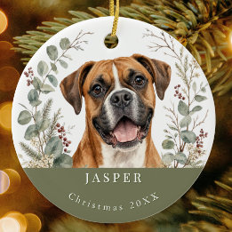 Décoration En Céramique Race de chien Boxer Noël aquarelle