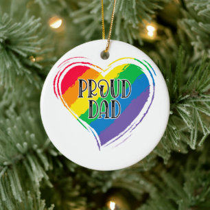 Décoration En Céramique Rainbow Heart Flag Fier papa LGBT Gay pride Mois