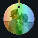 Décoration En Céramique Rainbow Heart Photo Snowflakes Christmas LGBTQ<br><div class="desc">Rainbow Heart LGBTQ holiday ornament. Add your personalized message on the back.</div>