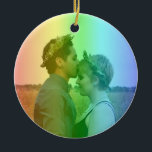Décoration En Céramique Rainbow Heart Photo Snowflakes Christmas LGBTQ<br><div class="desc">Rainbow Heart LGBTQ holiday ornament. Add your personalized message on the back.</div>