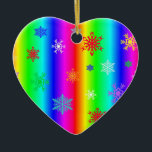 Décoration En Céramique Rainbow Heart Snowflakes Christmas LGBTQ<br><div class="desc">Rainbow Heart LGBTQ ornement de vacances. Ajoutez votre message personnalisé à l'arrière.</div>
