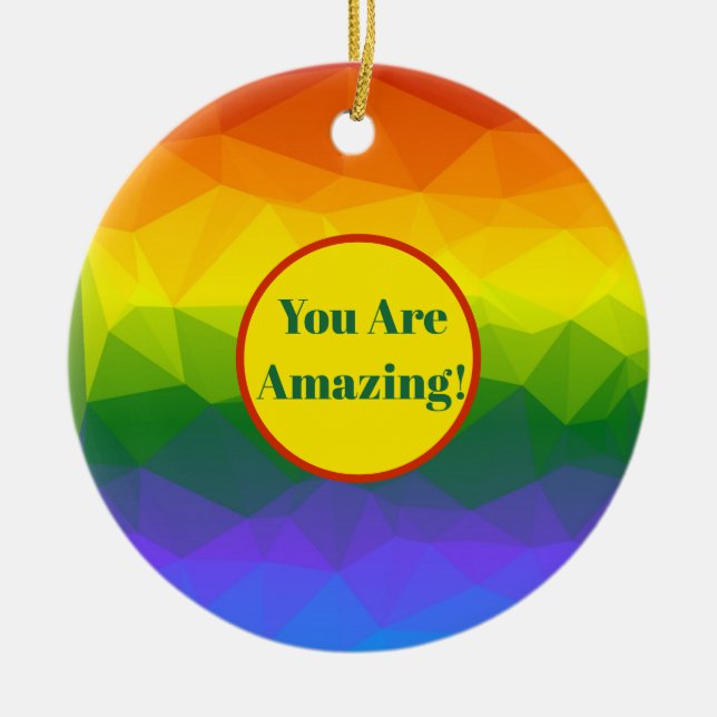 Décoration En Céramique Rainbow Ombre Polygon (Devant)