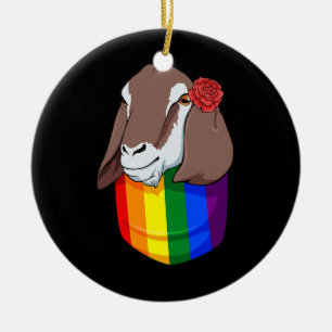 Décoration En Céramique Rainbow Pocket Goat LGBT Q Cute Animal Gay Pride