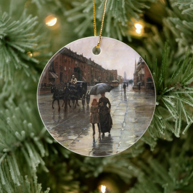 Décoration En Céramique Rainy Day, Boston par Frederick Childe Hassam (Arbre)