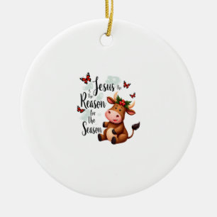 Décoration En Céramique Raison de Jésus pour la saison vache Noël chrétien