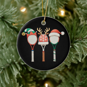 Décoration En Céramique Raquette de tennis Renne bois Chapeau de Père Noël